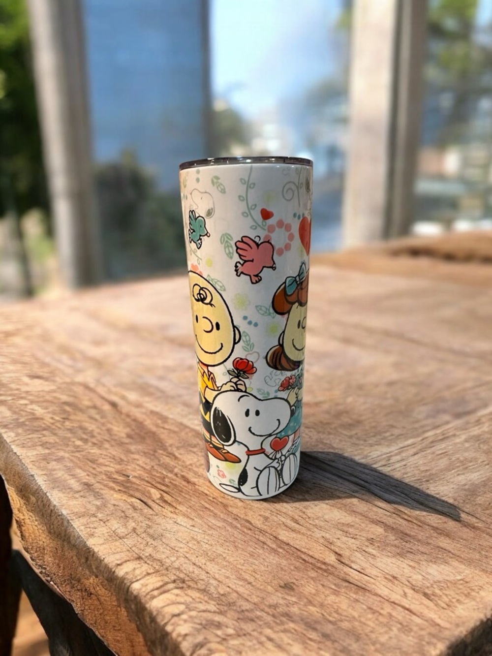 Hearts Cartoon Dog & Friends Tumbler | Cute Love-Themed Cup | Pink Heart Cup